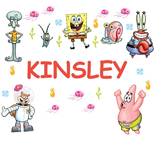 Oliver's Labels Personalized Spongebob Squarepants™ Kids Name Wall Decal Sticker Life Size