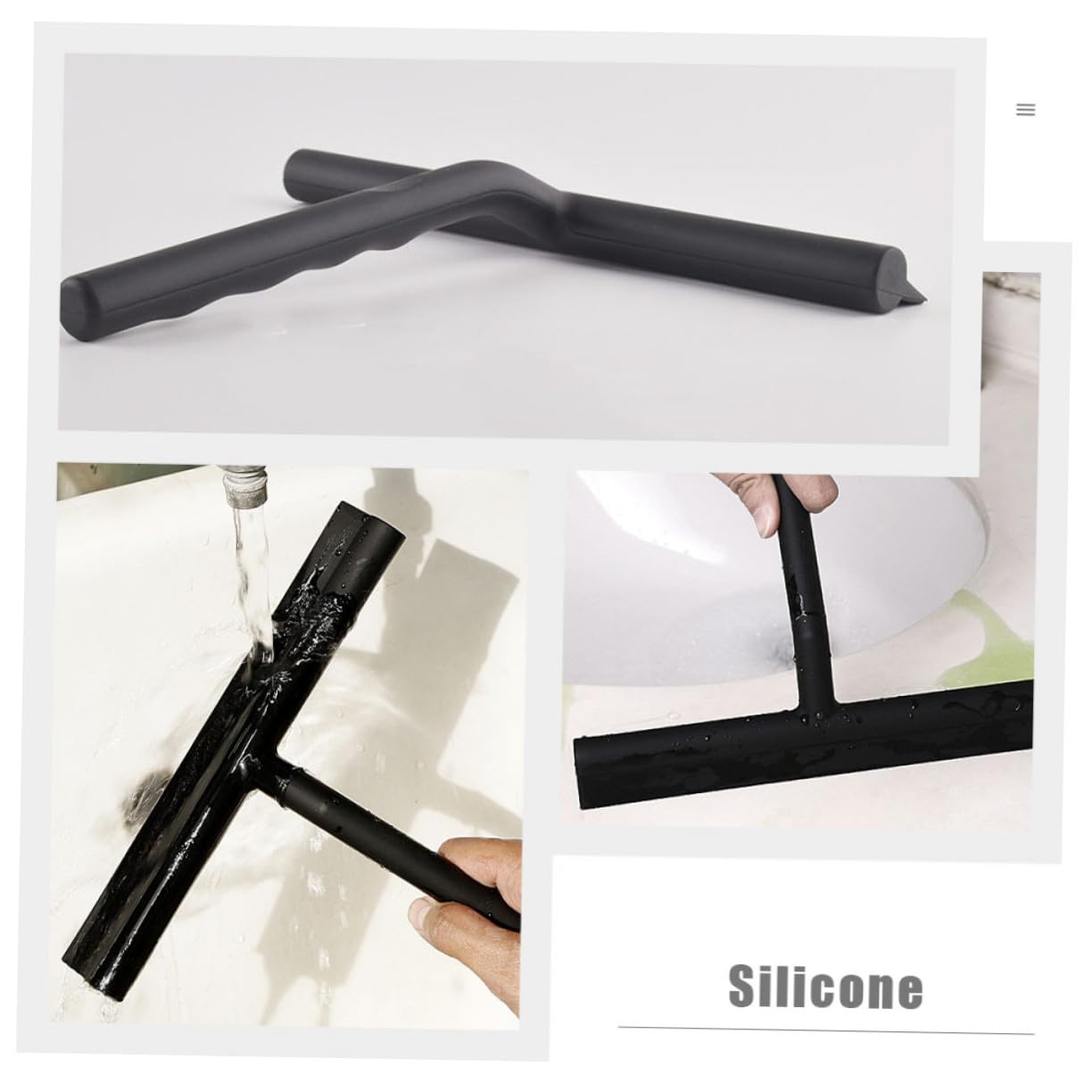 Rasqueta Limpiacristales de Silicona Duradera para Hogar Herramienta de Limpieza para Ventanas Baño y Cocina con Gancho para Fácil Uso Mamparas y Espejos