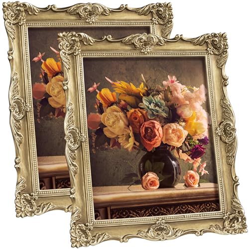 eletecpro 8x10 Vintage Picture Frame Set of 2 with Real