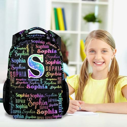 Custom School Backpack for Kids - 17 Inch Monogram Backpacks with Adjustable Straps - Personalized Colorful Large Capacity Bookbag for Elementary4