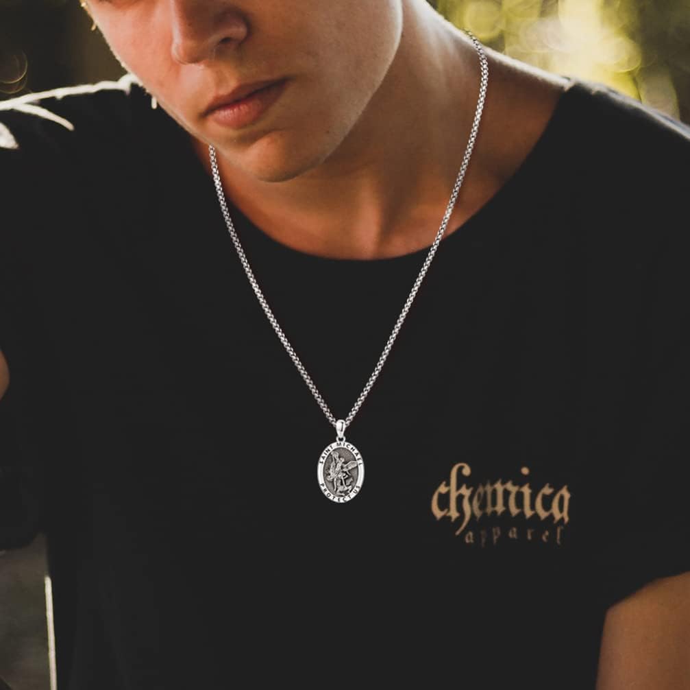 Saint Necklace S925 Sterling Silver Patron St Amulet Medal Protection Pendant Jewelry for Men Women - Image 8