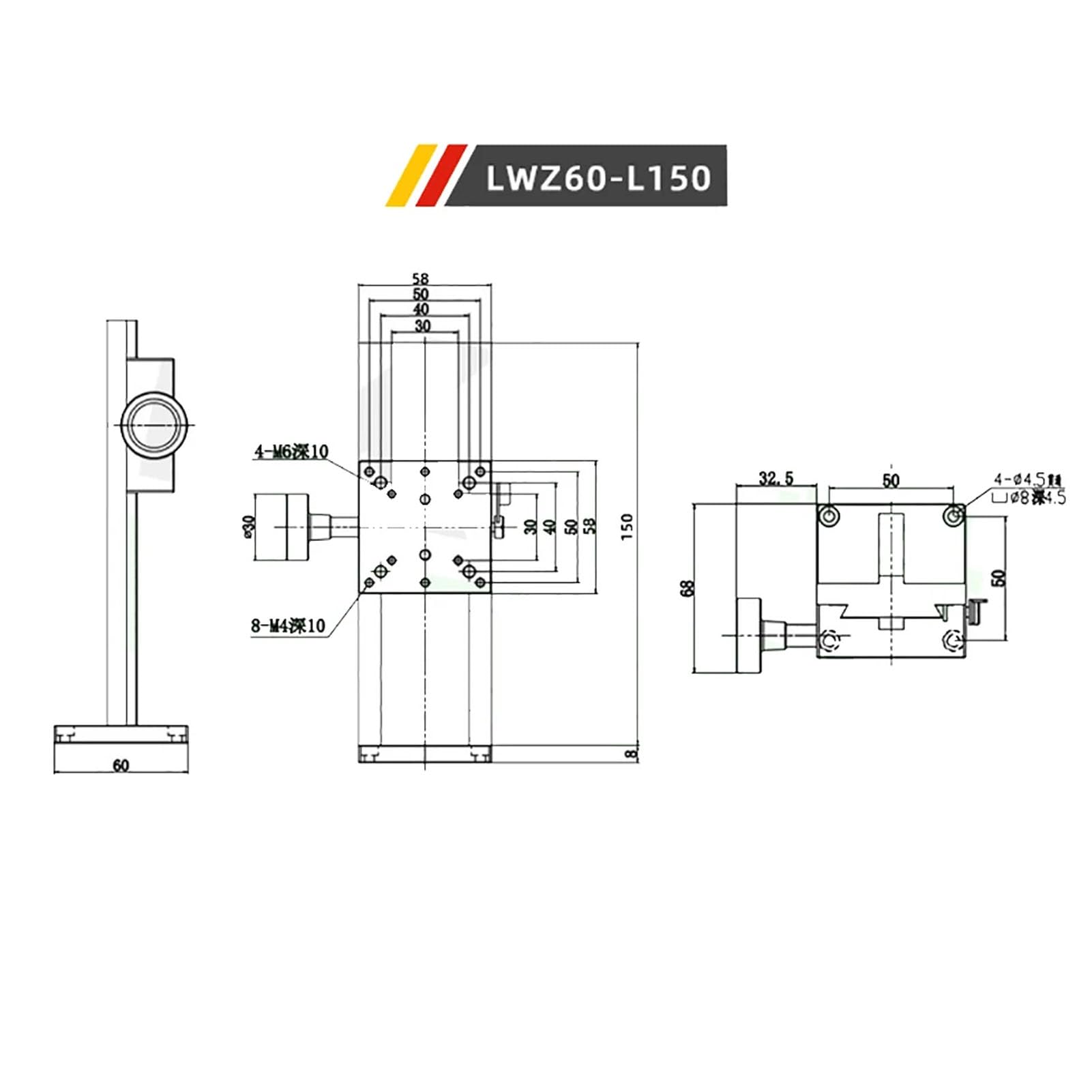 iDili Z-Axis Vertical Manual Micro-Adjustment Dovetail Slide Table - 100mm Long Travel, Gear Rack Lift, LWZ60-L150