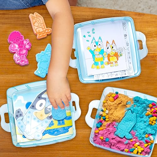Image of Bluey Stackable Sensory Case, Reusable Sensory Bin with Stickers, Sensory Play Sand Bags, Coloring Activities, Toddler Activities, Sensory Toys, Sensory Toys for Toddlers 1-3
