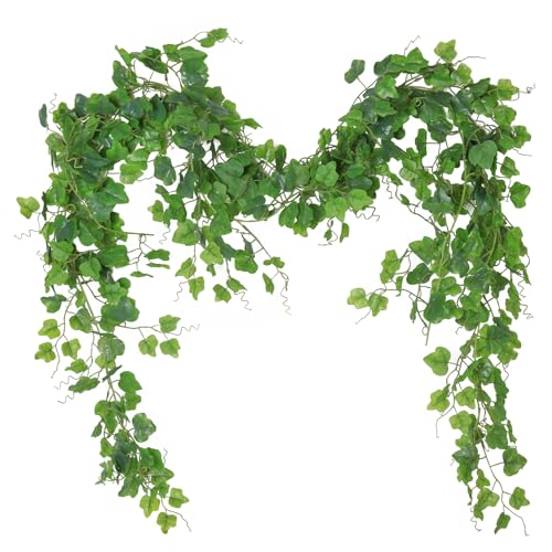 RECUTMS Artificial Vines Ivy Garland 2Pcs 6.56Ft Fake Hanging Vine Plants Faux Green Grape Leaves Greenery Indoor Outdoor Home Office Garden Wedding Jungle Beach Birthday Party Arch Table Spring Decor