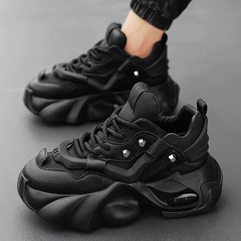 Summer Men's High-Top Sneakers: Durable Thick Sole Lace-Up Casual Shoes for Outdoor & Everyday Wear - Image 2