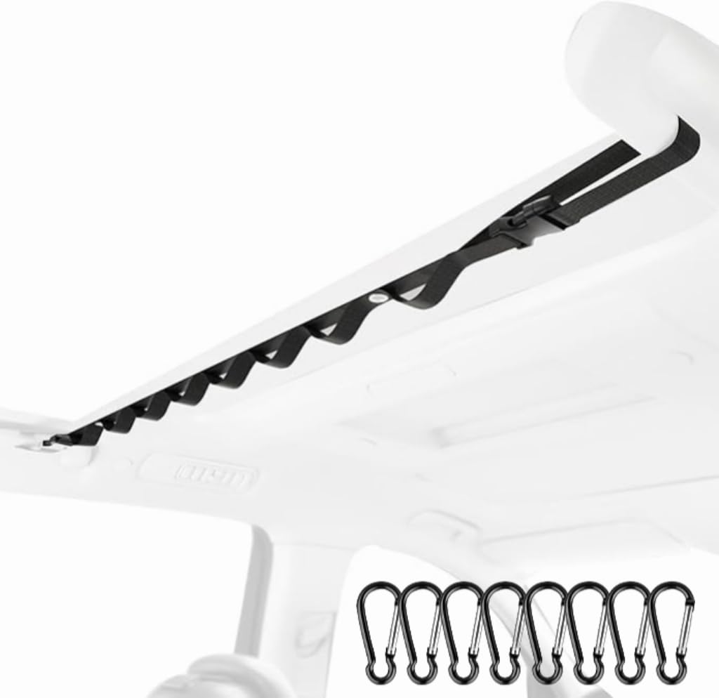 QIZUN Car Roof Clothesline for VW Amarok 2010-2022, Interior Storage Organizer Hanging Lanyard Strap Space Saving Travel Equipment Adjustable