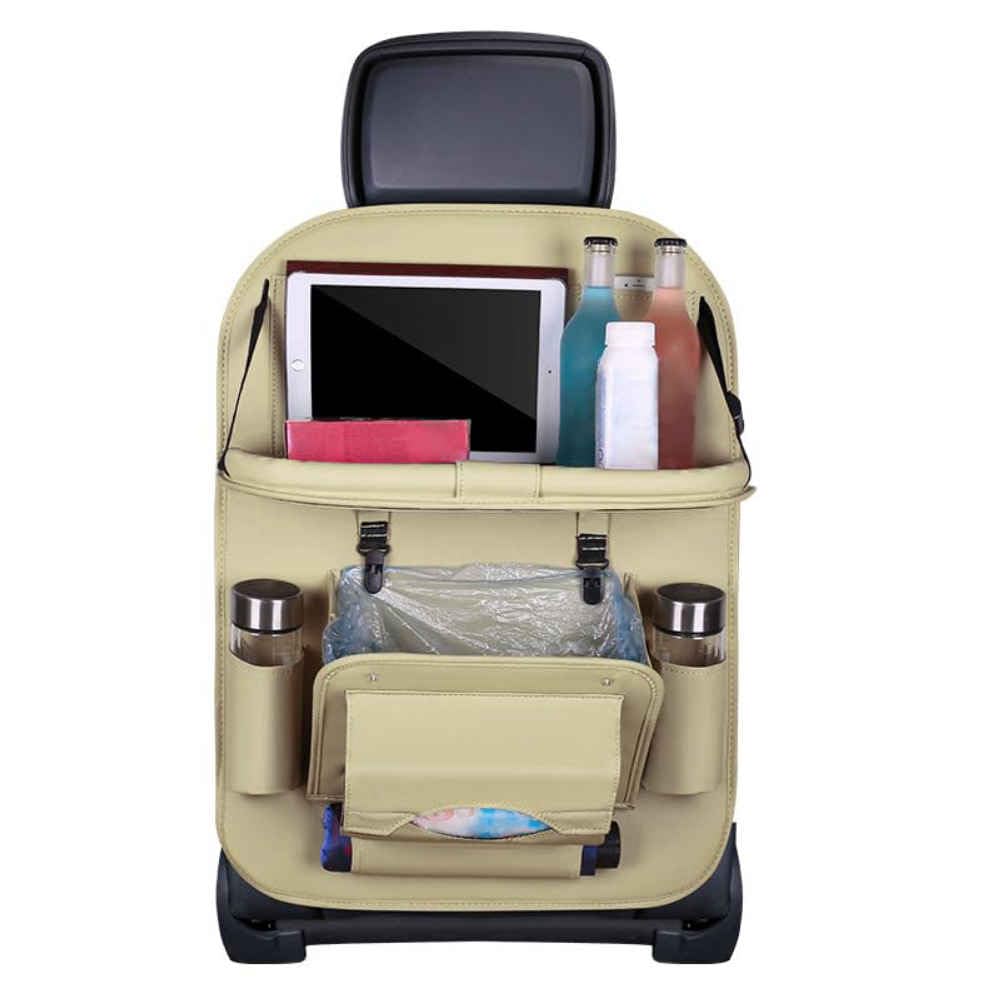 XKINTCS Seat Back Organiser for VW Passat B5 B6 B7 B8 SE Backseat Folding Tray Table Touchscreen Tablet Holder Multi Pocket,normal-C Beige