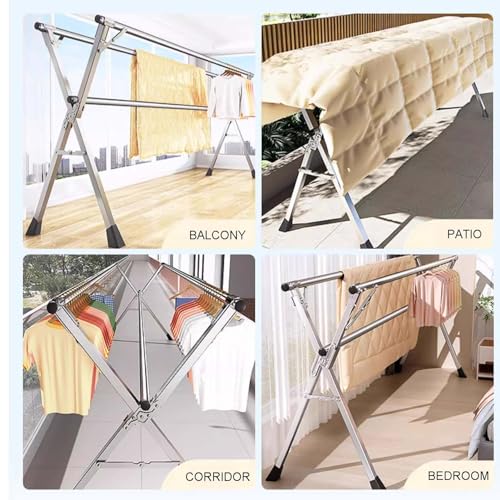 Étendoir à linge intérieur et extérieur modulable avec pieds stables