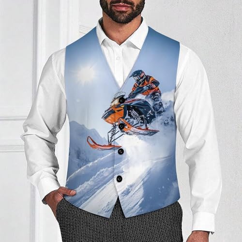 Snowymobile Winter Men's Suit Vests Business Formal Dress Vest V-Neck Waistcoat for Wedding Casual2