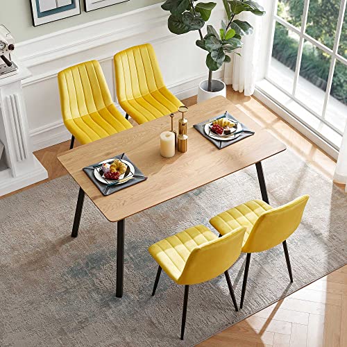 Homedot Modern Dining Chair Set Of 4, Elegant Velvet Upholstered Home Chair Armless Living Room Chair High-Back Reading Chair With Sturdy Metal Legs For Any Decor #TOP6
