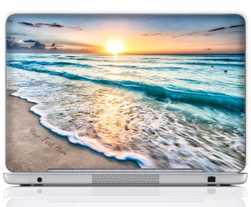 Image of Custom Design Personalized Laptop Skin Sticker Cover Art Decal, Customize with Your Name or Text (14 Inch, Sunset Beach)