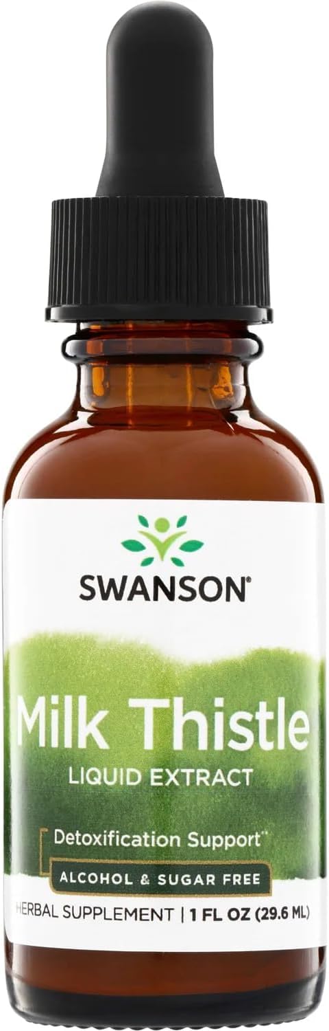 Swanson Milk Thistle Liquid Extract, Alcohol & Sugar-Free,1 fl oz (29.6 ml) 1 Fl Oz (Pack of 1)