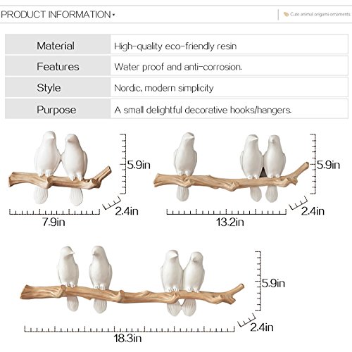 Wingoffly® Decorative Birds On Tree Branch Wall Mounted Coat Hanger For Coats/Hats/Keys/Towels(Four Birds) #TOP1