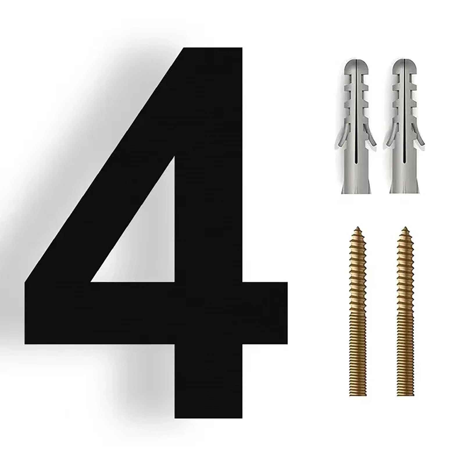 6/8/12 Inch Floating House Numbers Modern Metal Stainless Steel Door Number Silver/Black Mailbox Address Sign with Screws, for Wall Decor Apartment Garden Yard Hotel Cafe Office Street(Black 4,12In)