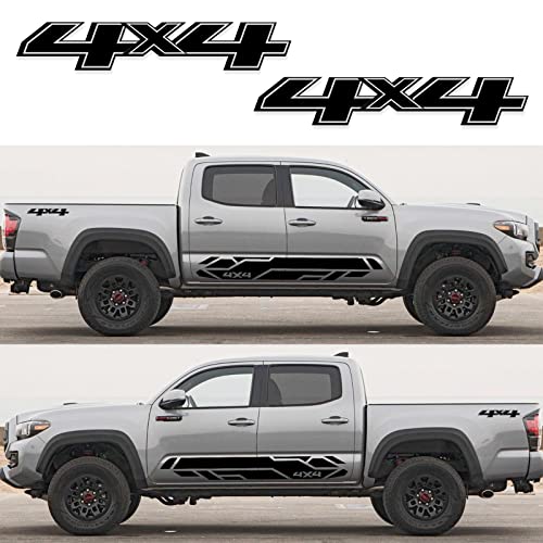 Image of 4X4 Car Decal Stickers 2Pcs, Auto Decoration Accessories Emblem Replacements Fit Ford F-150 F-250 F-350 Tacoma Tundra Ram Silverado Truck Pickup SUV, with Squeegee 1Pcs, Black