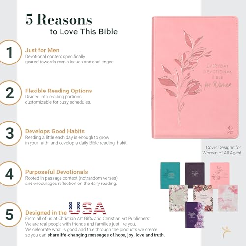 Image of NLT Holy Bible Everyday Devotional Bible for Women New Living Translation, Vegan Leather, Pink, Flexible Daily Bible Reading Plan Options (NLT Womens Devo Editions)