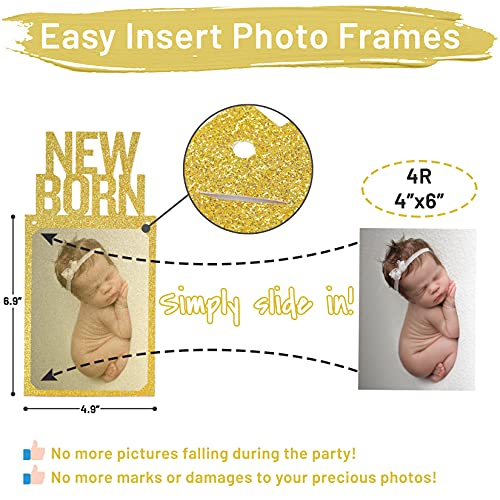 Partyhooman FBPB0002 1St Birthday Photo Banner For Baby From Newborn To 12 Months, First Birthday Decorations For Girl Monthly Milestones Garland | First Birthday Photo Banner Pre-Strung With Frame  thumb #2