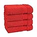 Cotton Paradise 100% Cotton Turkish Washcloth Set for Bathroom, 4 Piece Soft Absorbent Small Towels Wash Rags, Red