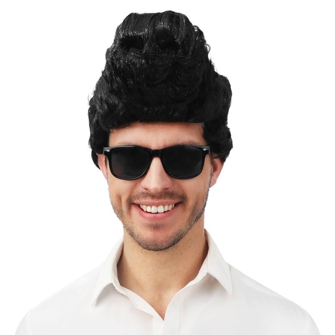 P'TIT CLOWN - Perruque Déguisement Homme - Look Rock'n'Roll, Star - Idéale pour une Soirée Déguisée, Carnavals, Célébrations - Cheveux en Polyester