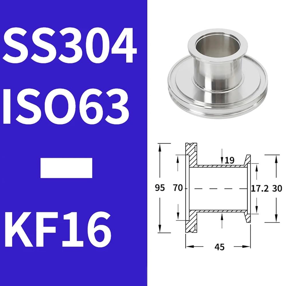 Adaptador De Vacío KF A ISO 304 SS, Reductor De Cabeza Grande Y Pequeño ISO63-100 A KF16-50, Compatible con Alto Vacío, 1 Unidad(ISO63 to KF16)