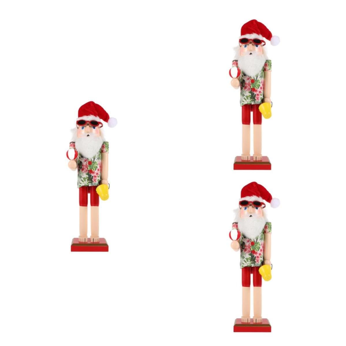 FRCOLOR 3 Piezas Figura de Cascanueces Hawaiano de Madera, Tallada y