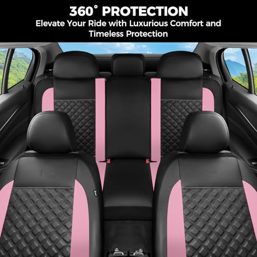 Image of FLORICH Seat Covers, Atomutive Seat Covers Full Sets, Waterproof Seat Cover for Cars, Luxury Leather Universal Seat Cover Accessories Fit for Most Cars SUV Truck Sedans(Pink)