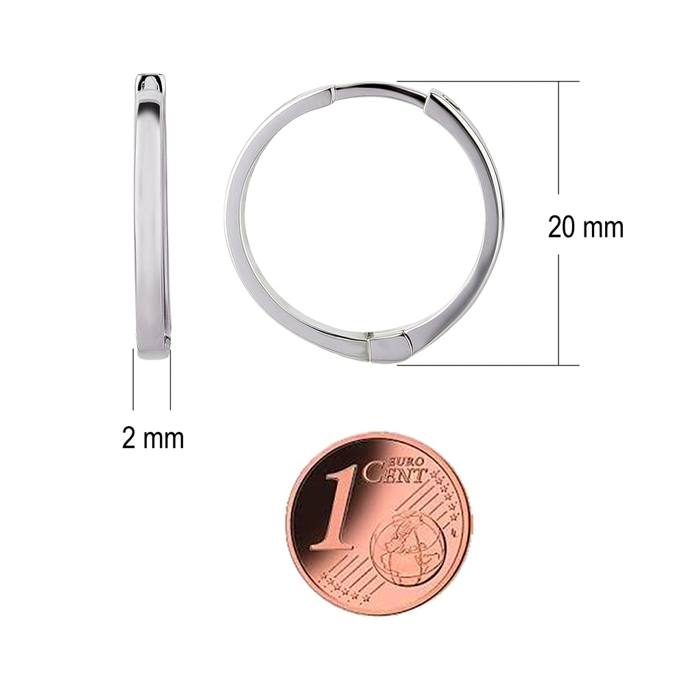 Schöner-SD Creolen 20mm 925 Silber Rhodium glänzend poliert