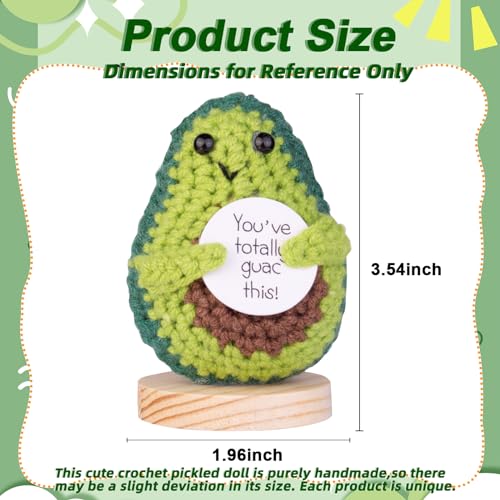 Image of Funny Positive Avocado 2 Pack Handmade Emotional Support Knitting Wool Pear Doll Gift with Wooden Base for Friends, Parties, Christmas Decoration and Encouragement(C11)