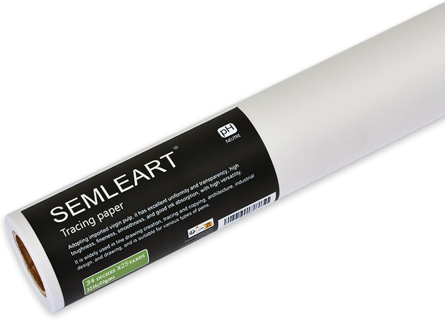 SEMLEART Artit's Tracing Paper roll,32lb/50gsm,34 inch x 25 Yard,Translucent Tracing Paper for Pencil, Marker and Ink - Trace Images, Sketching,Drawing 34in×25yd