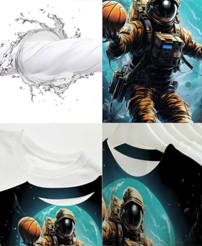 Camisetas masculinas - Camiseta com estampa de design legal e ajuste macio, Astronaut Basketball, M