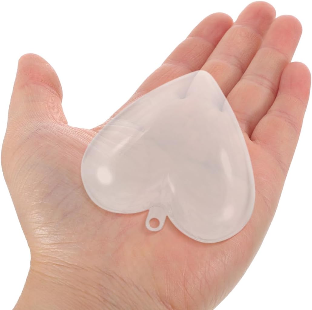 LUOEM 10pcs Fillable Heart Ornaments,2.36 in Clear Plastic Heart Ball Ornaments for Small Items, Valentine's Day, Birthday, Wedding, Christmas Decoration