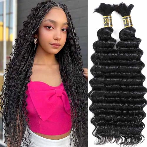QTHAIR Deep Wave Bulk Human Hair For Braiding 18A No