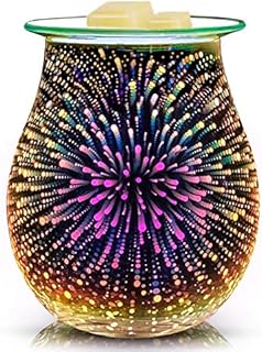 EQUSUPRO 3D Glass Electric Wax Melts Warmer Wax Burner Melter Fragrance Warmer for Home Office Bedroom Living Room Gifts & Decor (3D Fireworks)