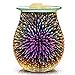 QUSUP 3D Glass Electric Wax Melt Warmer Candle Warmer Wax Burner Melter Fragrance Warmer for Home Office Bedroom Living Room Gifts & Decor (3D Fireworks)