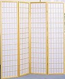 Legacy Decor 4 Panels Screen Room Divider Shoji Style Natural Color