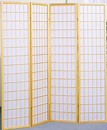 Legacy Decor 4 Panels Screen Room Divider Shoji Style Natural Color
