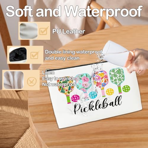 JioJio Chan Pickleball Lover Gift Makeup Bag, Pickleball Player Stuff, Thank You, Birthday Gifts for Women, Coach, Sister, Teen, Daughter, Bff, PU Leather Makeup Cosmetic Bag2