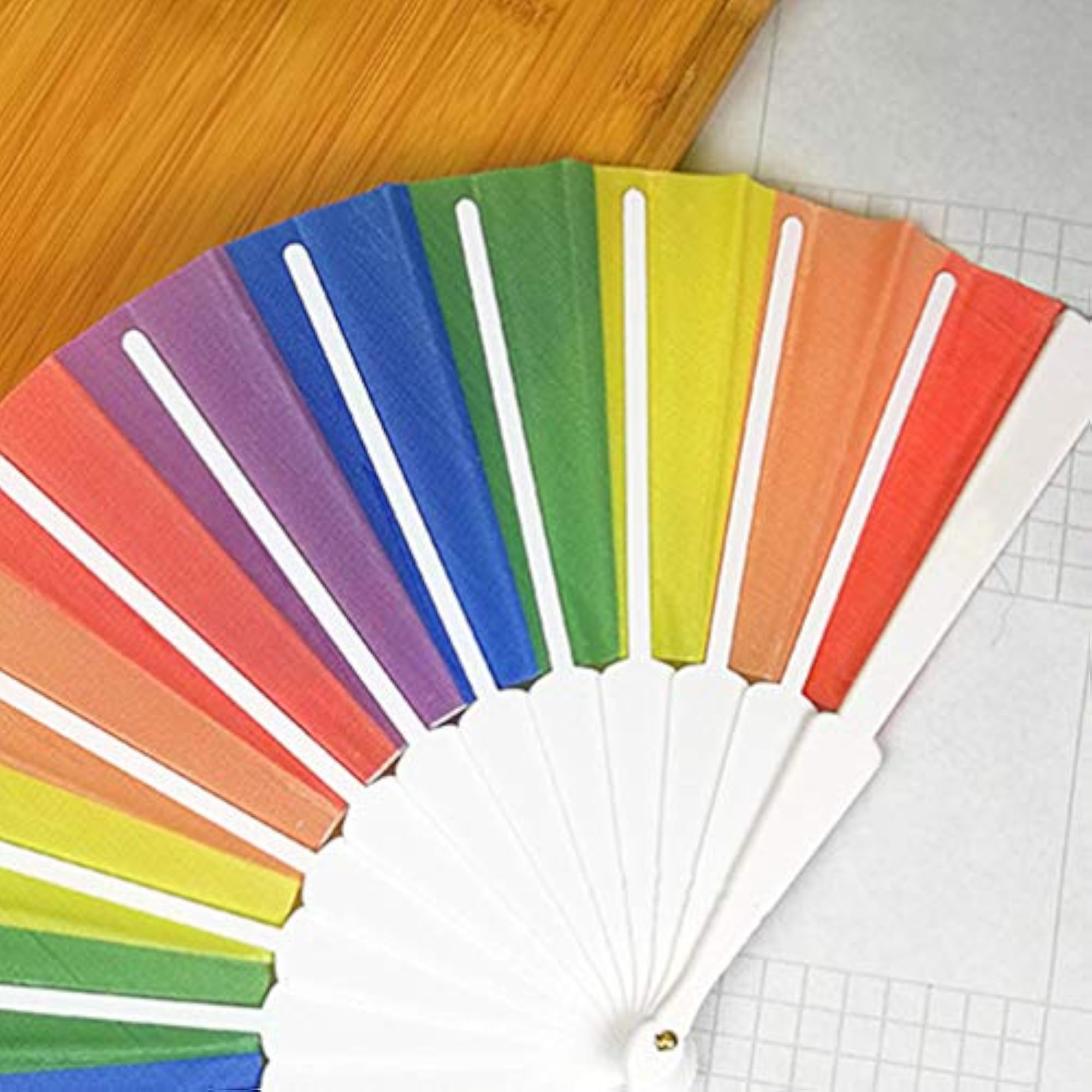 Custom Rainbow Folding Fan, Handheld Party Gift, 2pcs Set