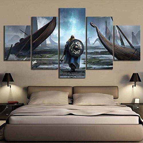 WLKJ Drucke auf Leinwand Wikinger Film 5 Stück/Stück Wandkunst Bilder HD Poster Wohnzimmer Home Decorative Cover
