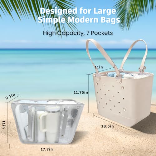 Image of XYFuuee Beach Bag Organizer Inserts for Large Simple Modern Bag Accessories, with 8 Removable Metal Fasteners, Lightweight Mesh Insert Divider Pouch, Organizing Rubber Tote, Save Space, Gray