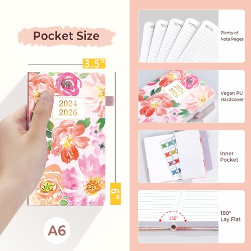 2026 Weekly And Monthly Planner - From January 2026 - December 2026, 8.5"x11" Daily Agenda Planner With Monthly Tab, Flexible Cover, Note Pages Pockets Bookmark Green Wildflowers