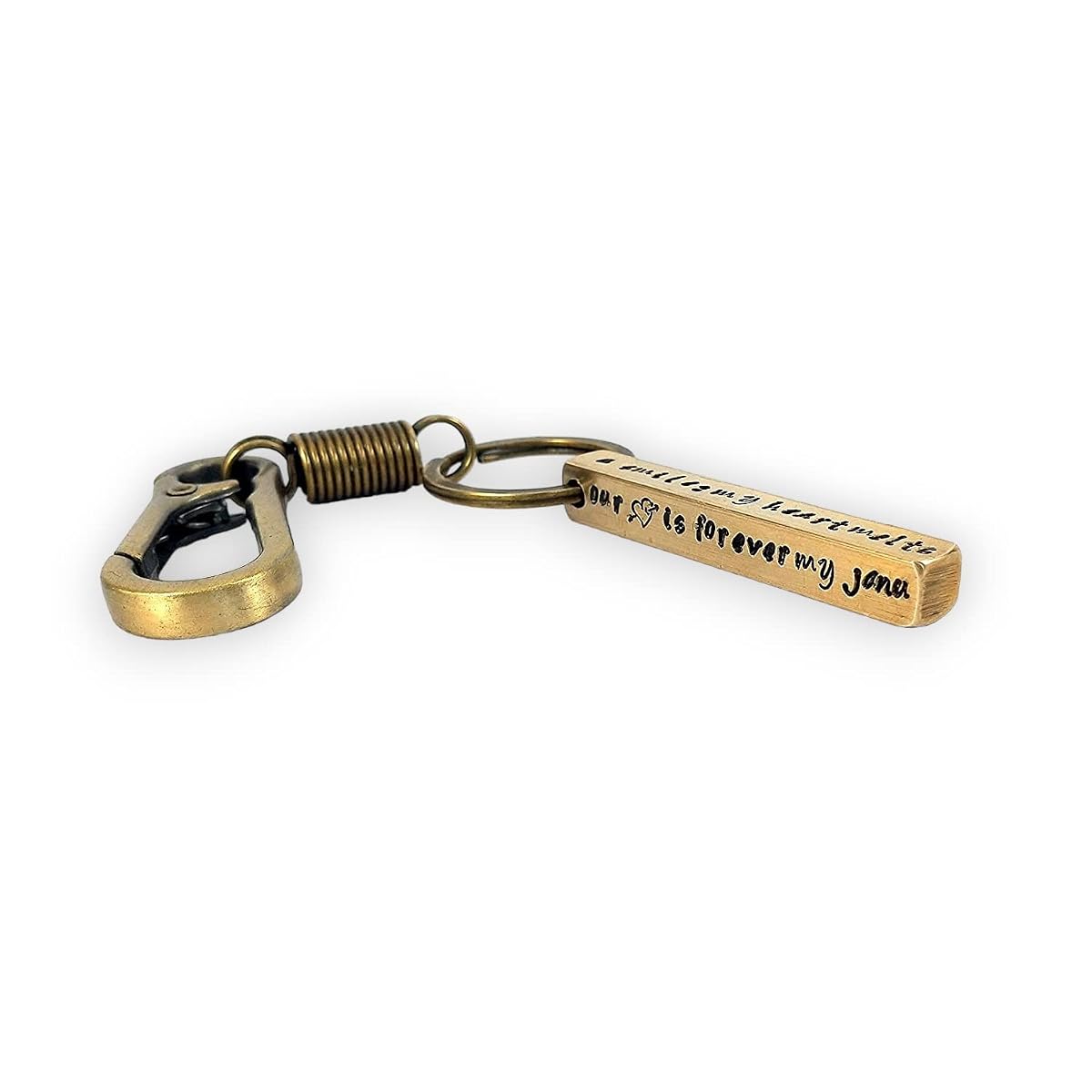 Streetsoul Personalized Hand Stamped Keyring Pure Brass Bar Keyring on 8 mm Bar