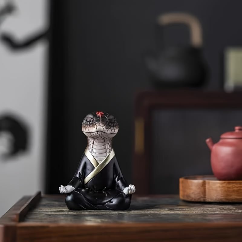 YHNNH Adornos de serpiente inspirados en Zen, adquisición de riqueza de escritorio, decoración de coche, regalo, mascota pitón, hogar tranquilo, arte de jardinería, escultura espacial de meditación, A