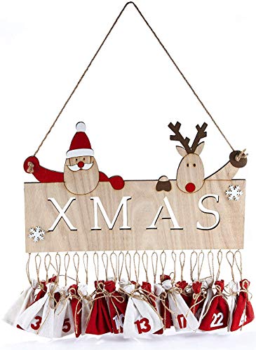 HEITMANN DECO Xmas Adventskalender mit 24 Säckchen - Xmas-Schild mit...