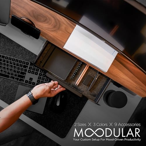 Image of ULTRARM Moodular Storage Drawer Add-On for Slide Rails, Do Not Use Alone | Accessory Only, Soft-Closing System, Hidden Storage, Felt Interior, Sturdy Steel Frame, Declutter Your Desk, Black, MSA-DR