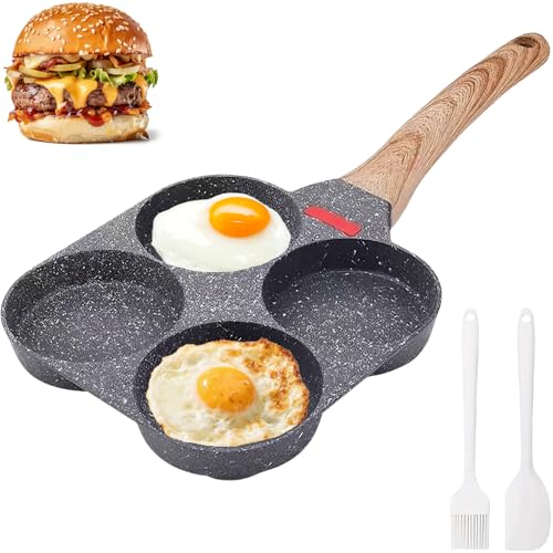 4-Cup Frying Pan Egg Frying Pan Nonstick with Scraper and Oil Brush