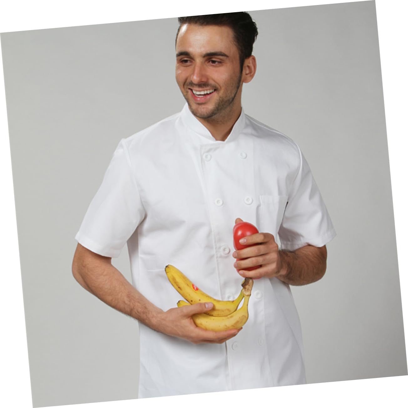Holibanna Chaqueta De Chef Unisex De Manga Corta XXL Cuello y Cierre De Botones Uniforme Doble Botonadura para Hotel Cocina