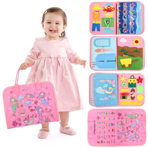 Image of Montessori Busy Board 2 3 4 Year Old Toddlers Girl Toys: Preschool Learning Activity Baby Quiet Book Birthday Gifts Easter Basket Stuffers Classroom Game Autism Educational Travel Toy 12 18 Months