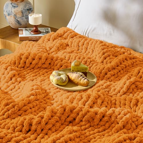 Image of Inhand Orange YellowChunky Chenille Yarn for Hand Knitting,Thick Bulky Fall Decor Blanket Yarn for Crocheting,Soft Fluffy Yarn for Autumn Crochet Gifts for Women /Beginners,18 Pack (29.5Yds /8.4oz Each)