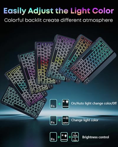 Image of Case with Keyboard for Samsung Galaxy Tab A11+ (Plus) 2025 | 7 Color Rainbow Backlight Detachable Keyboard with Mouse for Tablet A11+ SM-X230 SM-X235 SM-X236B, Black